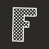 F vector alphabet letter with white polka dots on black background