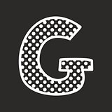G vector alphabet letter with white polka dots on black background