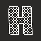 H vector alphabet letter with white polka dots on black background