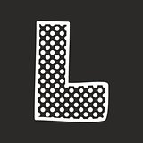L vector alphabet letter with white polka dots on black background