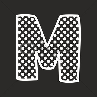 M vector alphabet letter with white polka dots on black background