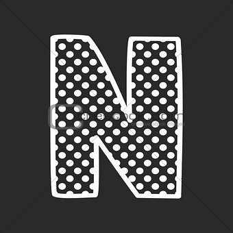 N vector alphabet letter with white polka dots on black background