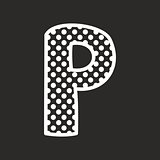 P vector alphabet letter with white polka dots on black background