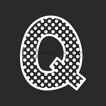 Q vector alphabet letter with white polka dots on black background