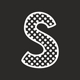 S vector alphabet letter with white polka dots on black background