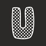 U vector alphabet letter with white polka dots on black background