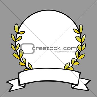 Laurel wreath vector frame on grey background