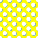 Tile vector pattern with white polka dots and mint green shadow on yellow background