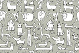 Funny dogs collection, seamless pattern for your design