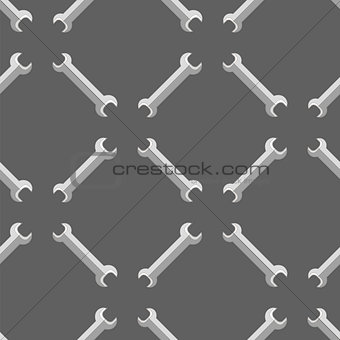 Set of Metallic Wrench Grey Seamless Pattern