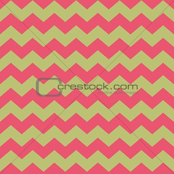 Tile vector pattern with pink zig zag on green background