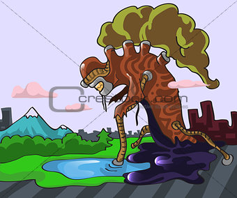 Illustration the problems of pollution. vector