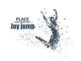 Jump woman, graphics composed of particles.