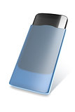 smartphone in a blue case