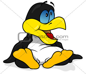 Black Sitting Penguin
