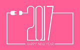 2017 Happy New Year Flat Style Background with stylized cable wire