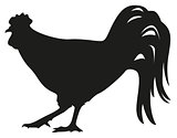 Black silhouette of cock. Rooster symbol 2017