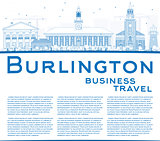 Outline Burlington (Vermont) Skyline with Blue Buildings and Cop