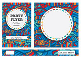 Club Flyers with copy space and hand drawn pattern.