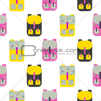 Backpack seamless vector pattern.