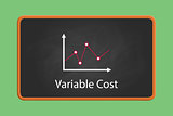 variable cost concept illustration with graph and chart with blackboard and chalkboard effect