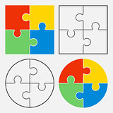 Colorful jigsaw puzzle vector, four pieces
