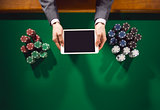 Poker player with digital tablet
