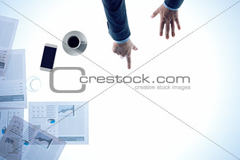Businessman pointing to a light desk