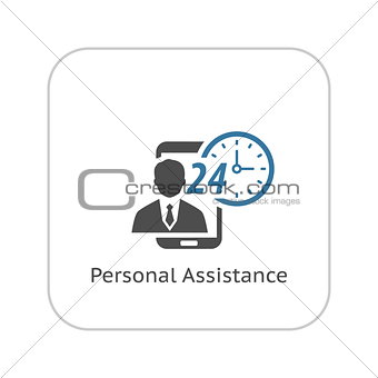 Personal Assistance Icon. Flat Design.