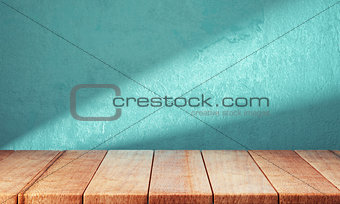 Wooden planks over bright background