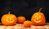 Halloween pumpkin on wooden table
