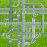 Road junctions on grass background, seamless pattern
