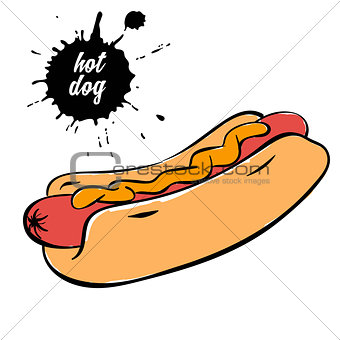 hotdog with mustard