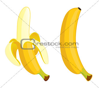 Yellow banana on a white background
