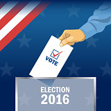 Usa 2016 election card with man hand with ballot