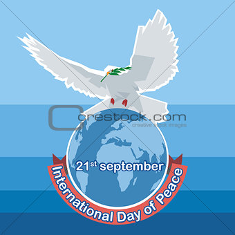 Vector International day of Peace. White dove