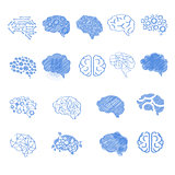 Brain Icon Set, Vector Illustration Set