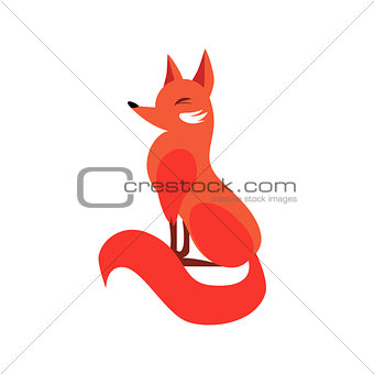 Sitting Fox In Flat Style. Vector Illustration