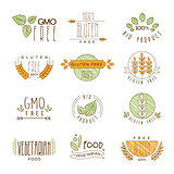 Natural Organic Labels and Icons, Vector Illustration Set
