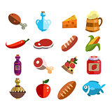 Set of Food Icons in Flat Design