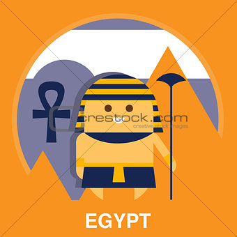 Egyptian in Traditional Clothes Vector Illustration