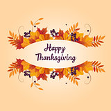 Autumn Thanksgiving Banner with Leaves and Black Berries