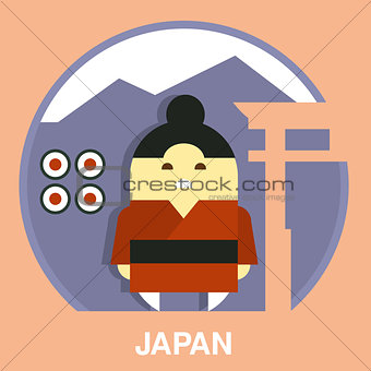 Japanese Man Vector Illustration