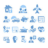 Insurance Icons in Handdrawn Style. Vector Illustration Set