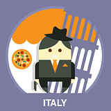 Italian Mafia Men in a Suit Vector Illustration