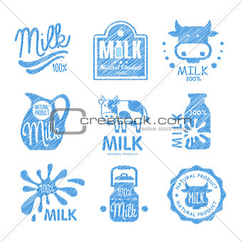Milk and Dairy Labels. Vector Illustration