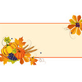 Autumn Banners with Ripe Vegetables, Swirls and Leaves, Vector Illustration