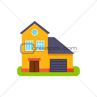 Orange Suburban House Exterior Design With Garage
