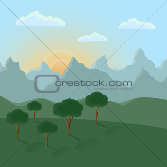 Summer landscape with mountains