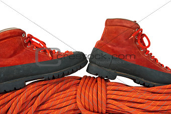 Mountaineering Boots and Rope